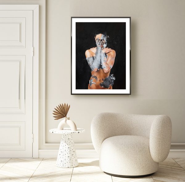 "Nocte Latent" Raúl Lara signed limited edition print frame in modern interior background, living room,
