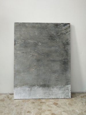 "Brown and Grey"Raul Lara contemporary abstract painting on canvas 2018 60 x 80 cm / approx. 23,6 x 31,5 inches  at the studio