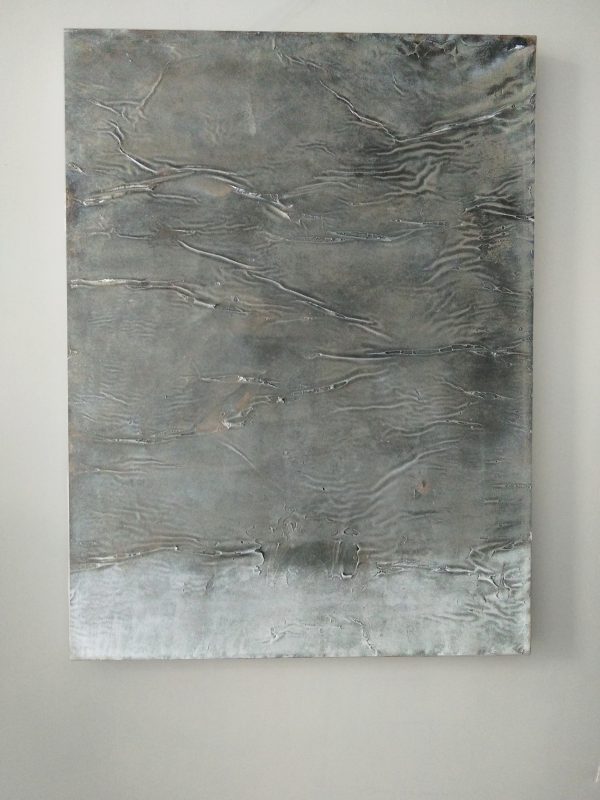 "Brown and Grey"Raul Lara contemporary abstract painting on canvas 2018 60 x 80 cm / approx. 23,6 x 31,5 inches  hanging on a wall
