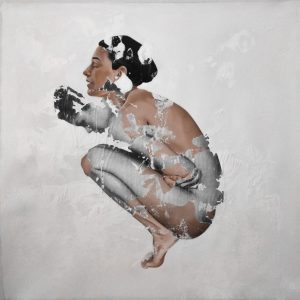 "Sin titulo" Raul Lara nude figurative woman painting in neophotorealism style