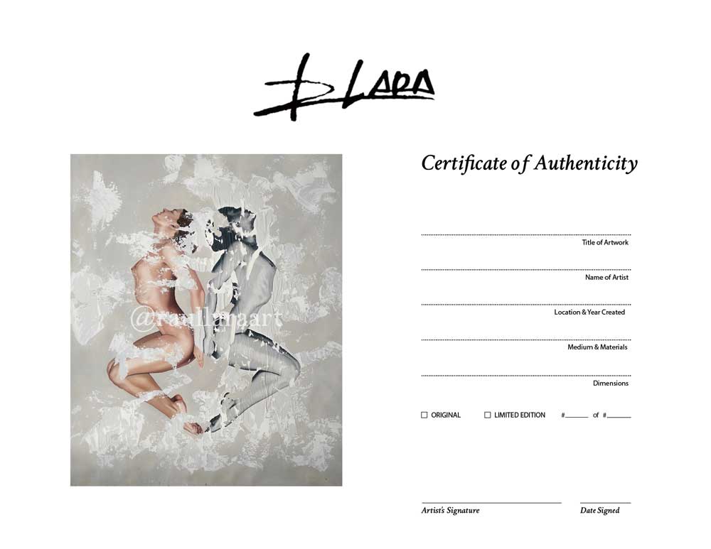 "Otium" mixed media and image transfer on canvas Raúl Lara artwork Certificate of Authenticity